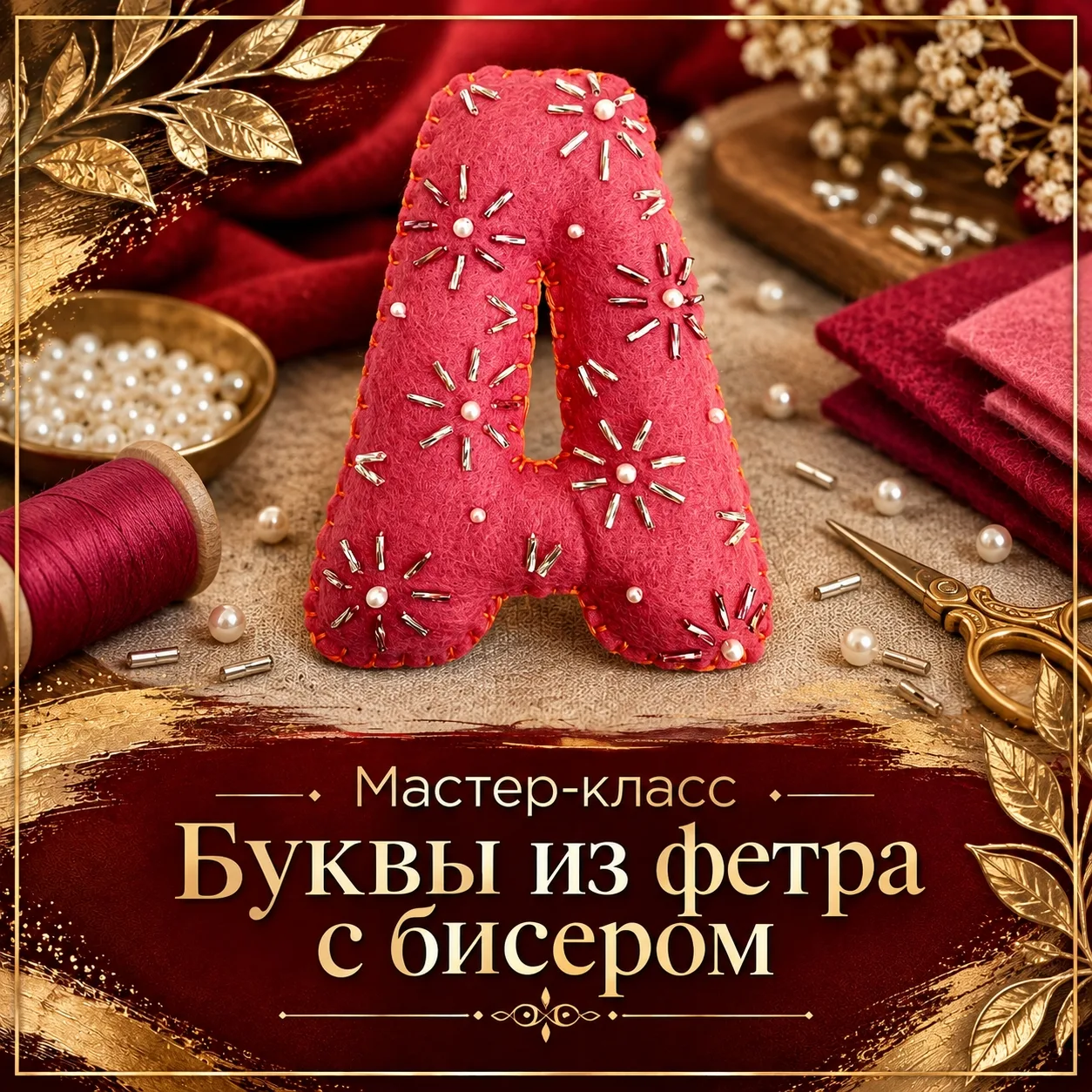 Украшение своими руками: буква из фетра с бисерной отделкой 🧵