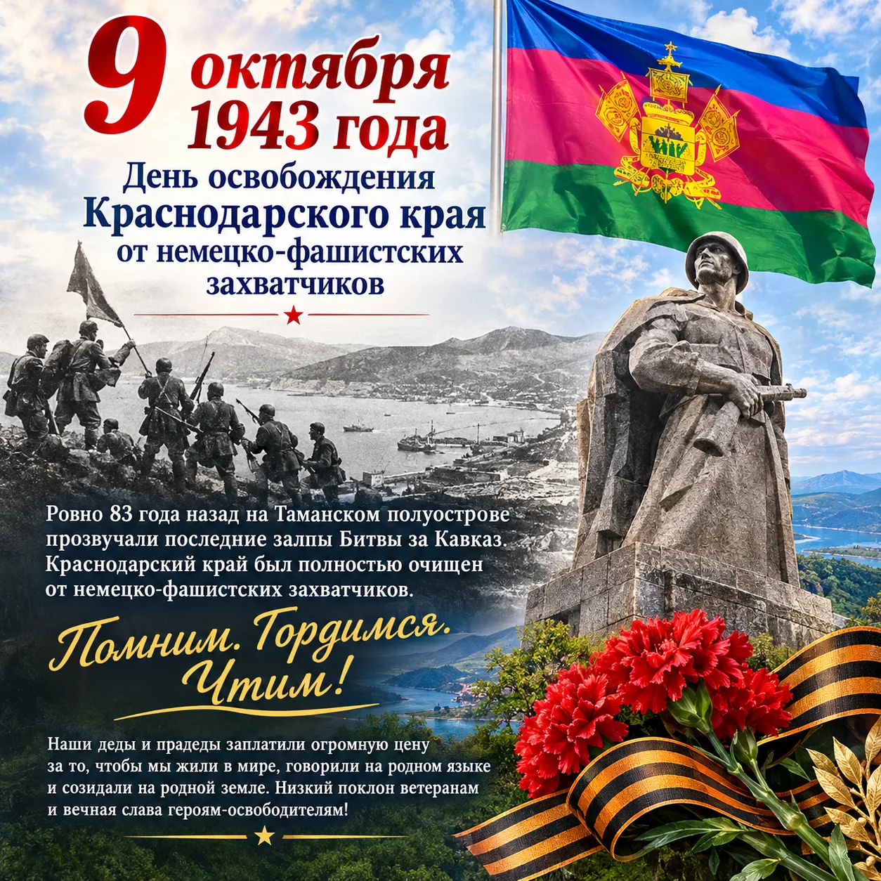 🎖️ Сегодня — 83‑я годовщина освобождения Краснодарского края от немецко‑фашистских зах...