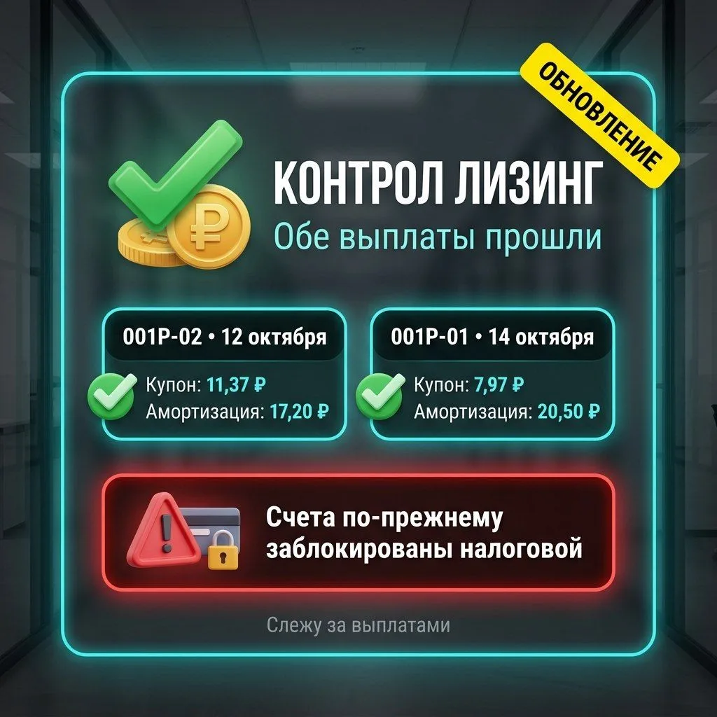 ✅ КОНТРОЛ лизинг: обе выплаты прошли