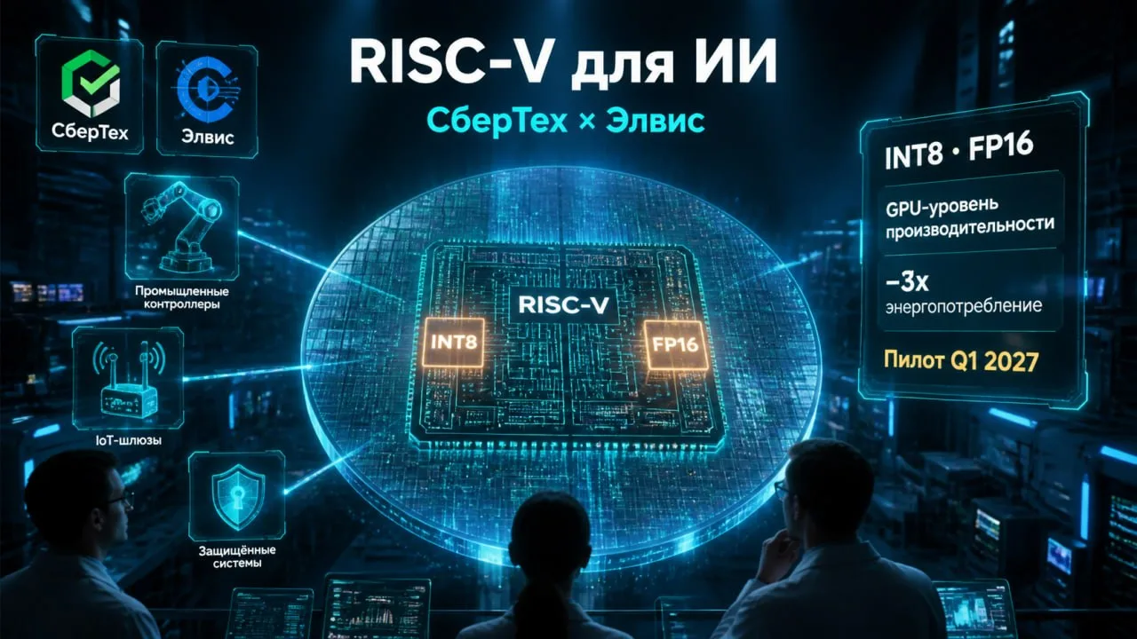 ✅ «СберТех» и «Элвис» показали отечественный RISC‑V‑процессор для ИИ‑задач: первые тесты
