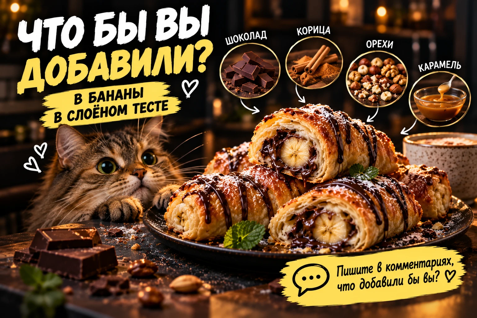 А ЧТО БЫ ВЫ ДОБАВИЛИ В БАНАНЫ В СЛОЁНОМ ТЕСТЕ? 🍌🥐
