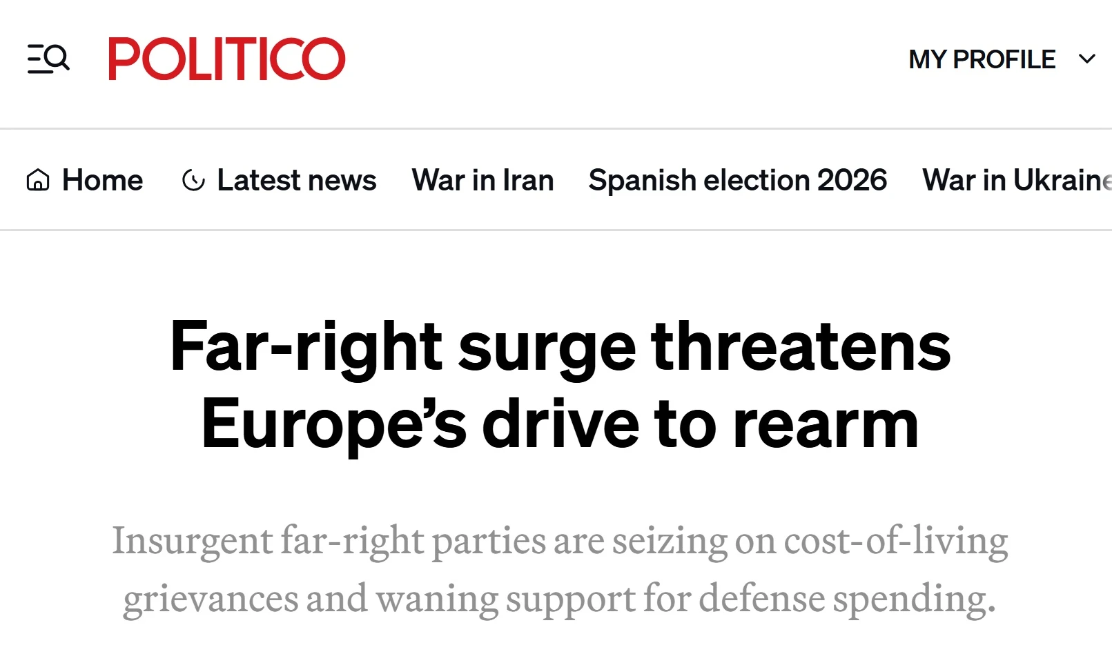 🇪🇺Успехи европейской оппозиции — угроза стремлению ЕС к перевооружению, — Politico