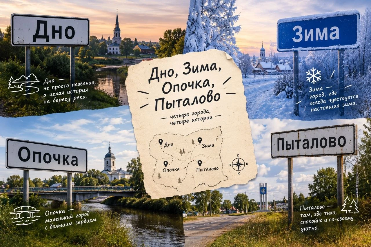 Дно, Зима, Опочка и Пыталово вошли в топ оригинальных названий городов России, рассказа...
