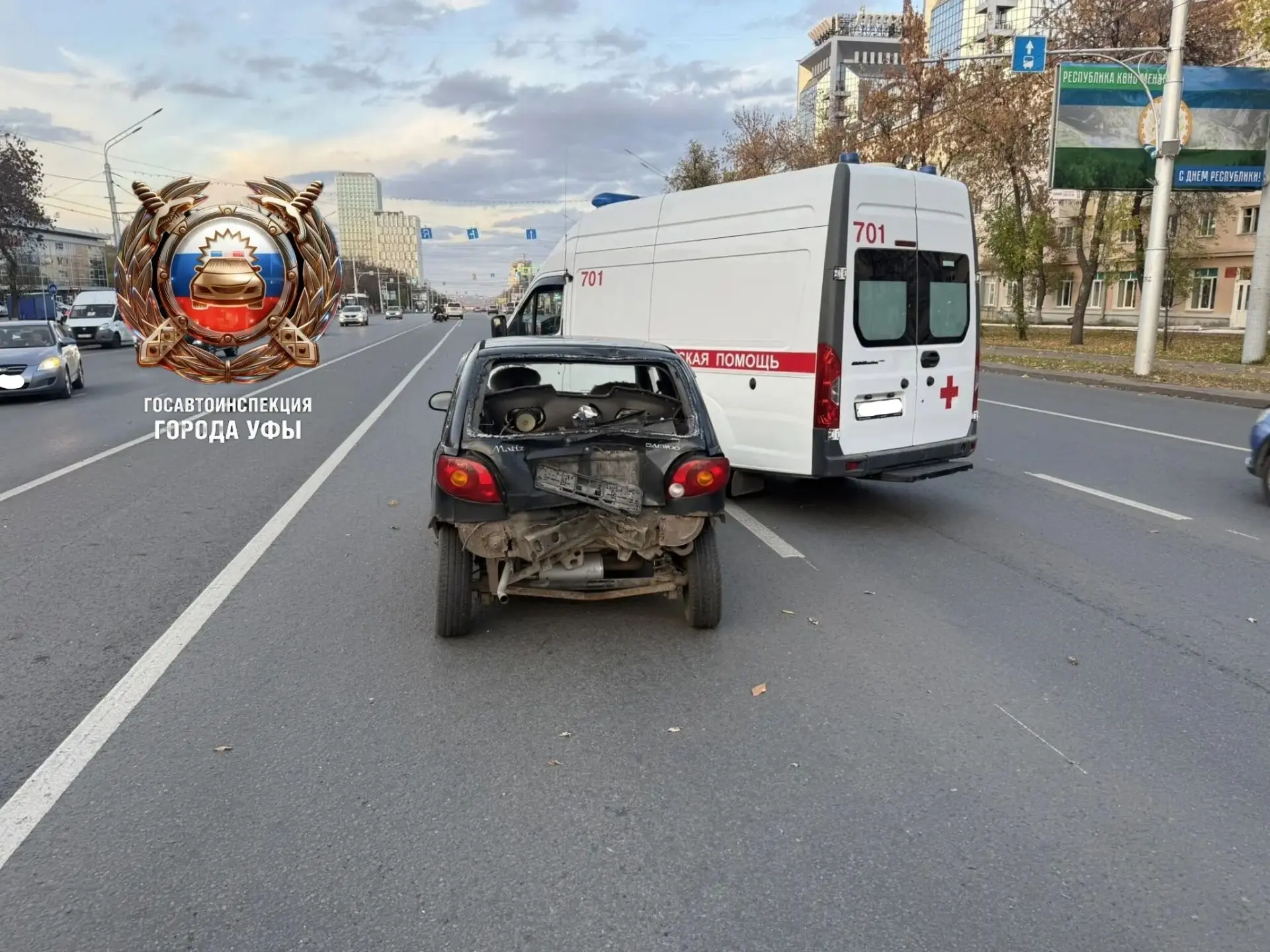 🚨 В Уфе мотоциклист врезался в «Матиз»