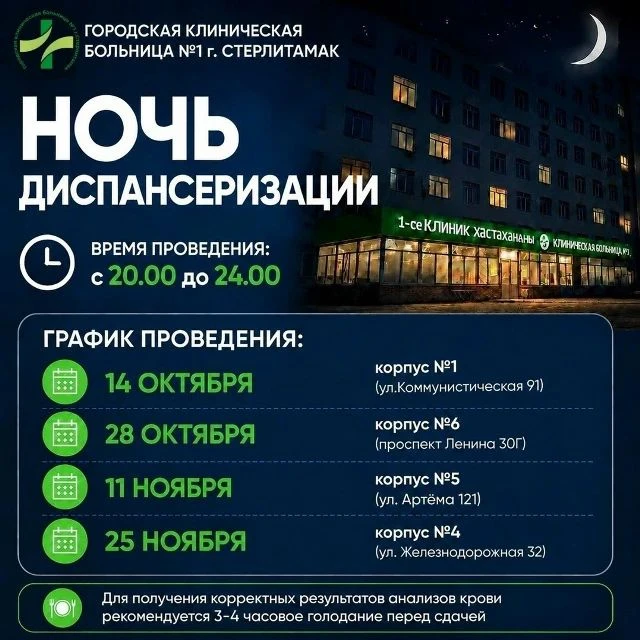 Городская больница №1 Стерлитамака продолжает серию вечерних акций «Ночь диспансеризации».
