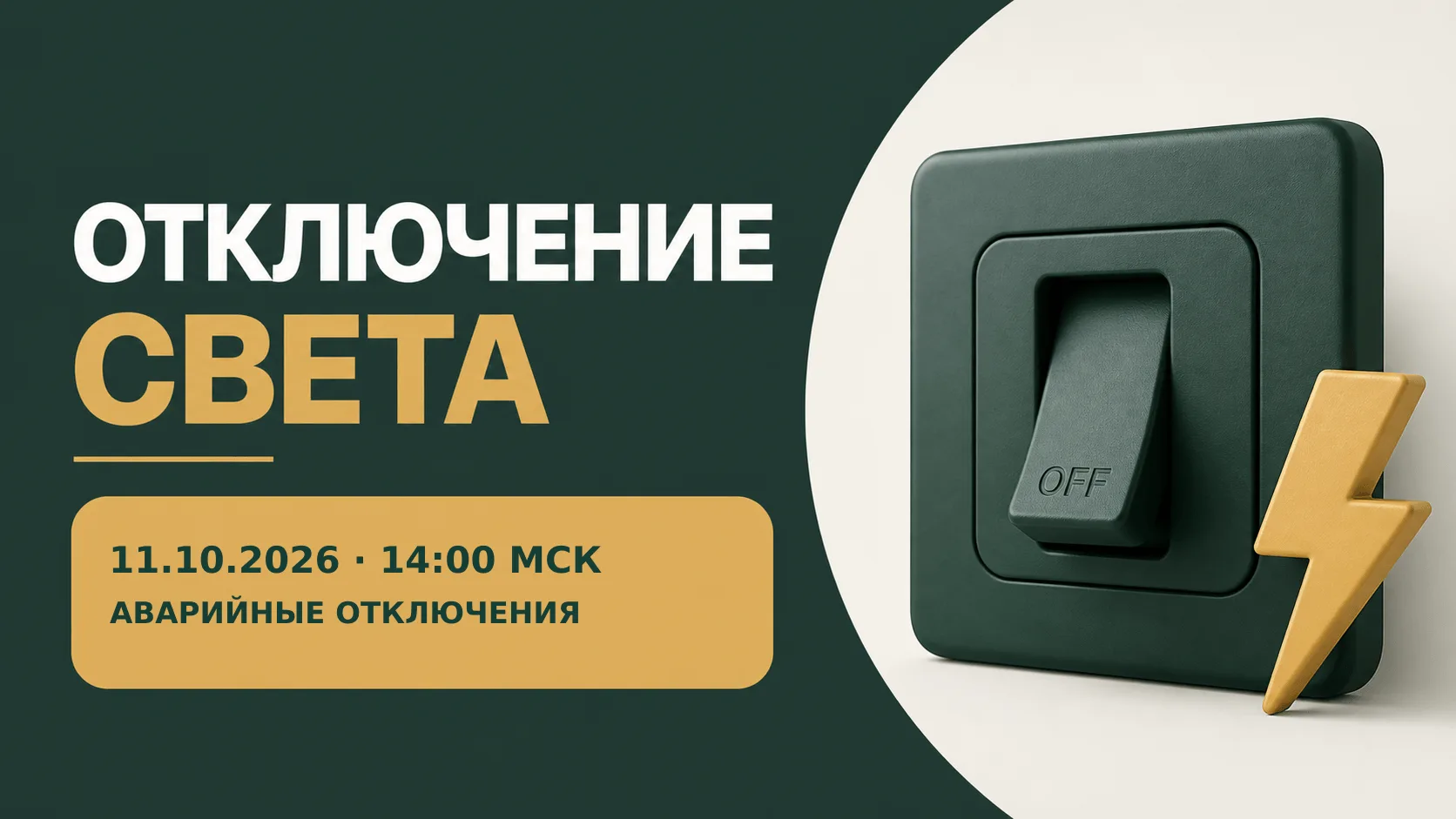 🚨 Аварийные отключения света: сводка на 11.10.2026 · 14:00 МСК