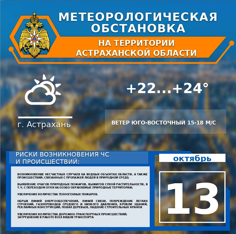 Метеорологическая обстановка на 13 октября 🍁