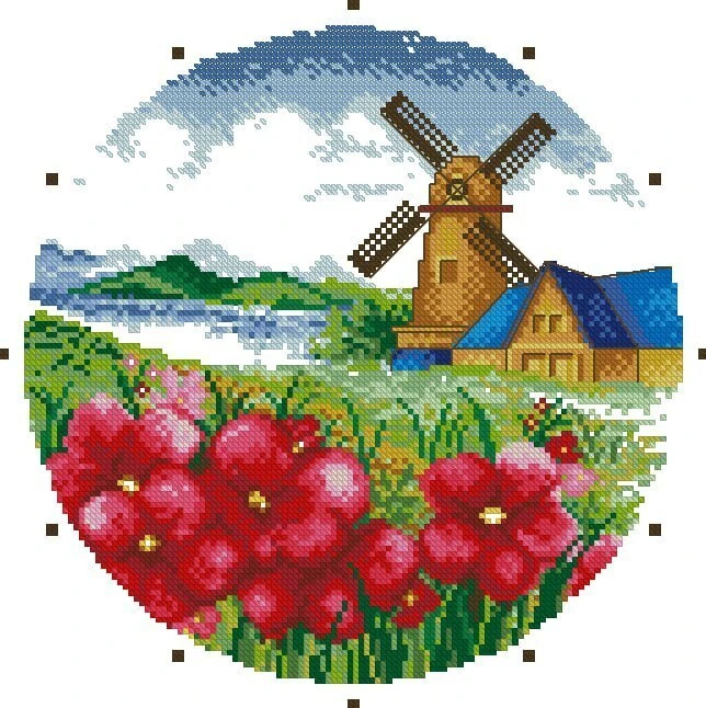 Пейзаж с маками. Часы