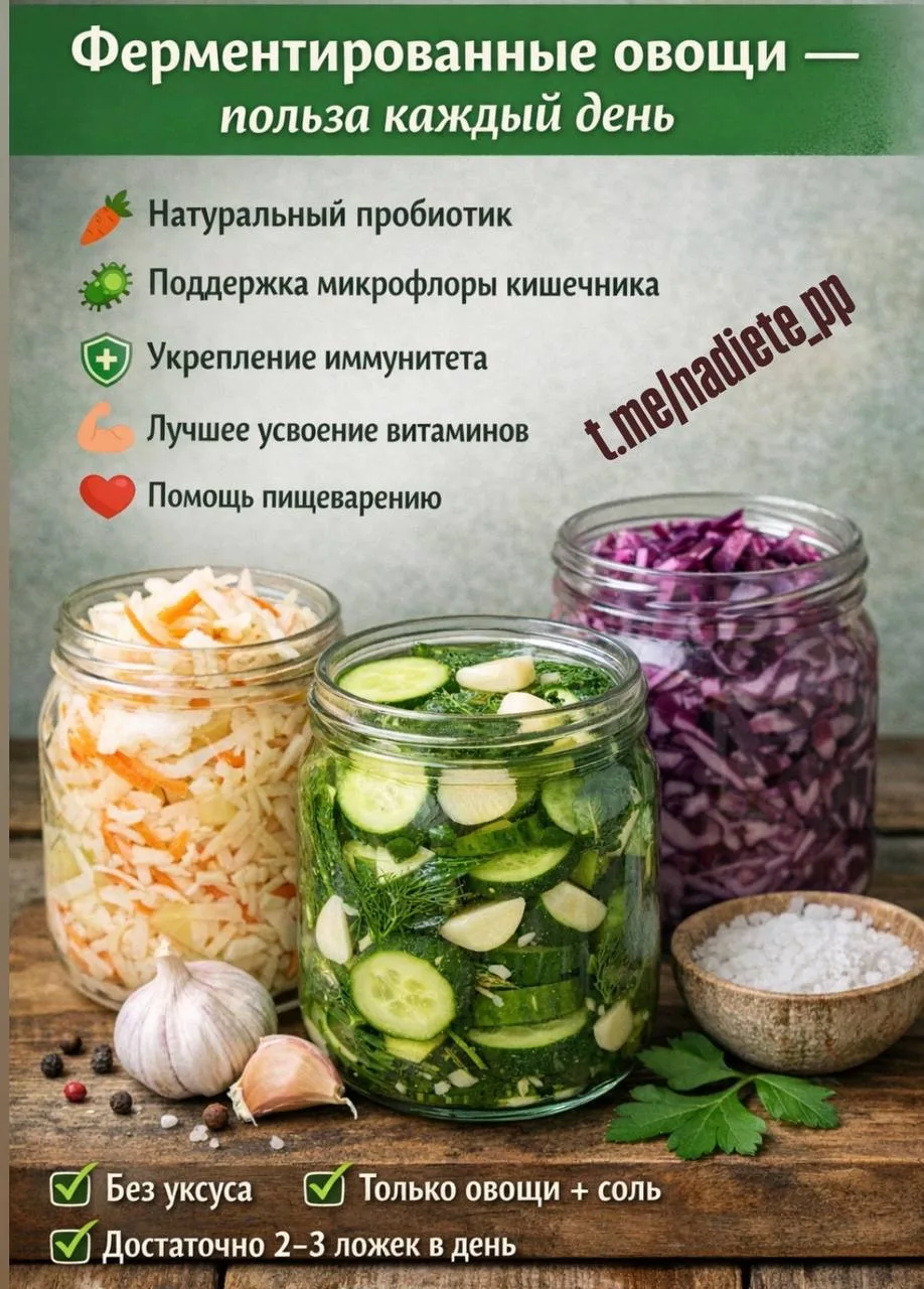 Ферментированные овощи — это натуральный пробиотик, который поддерживает здоровье кишеч...
