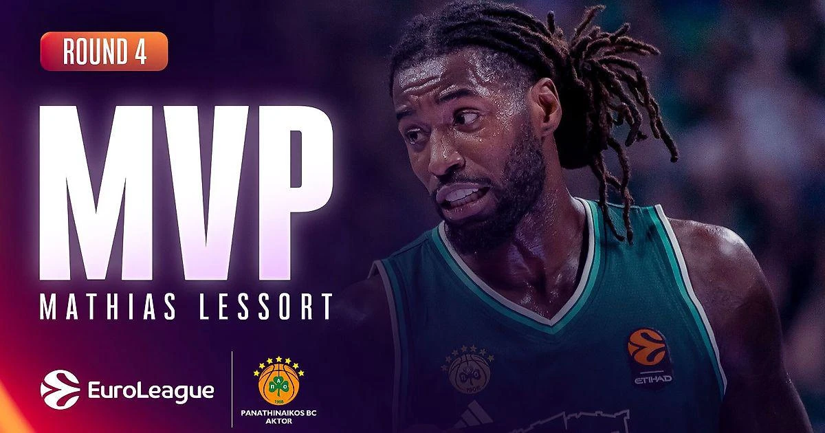 Французский бигмен «Панатинаикоса» Матиас Лессор признан MVP 4-го тура Евролиги-2026/27...