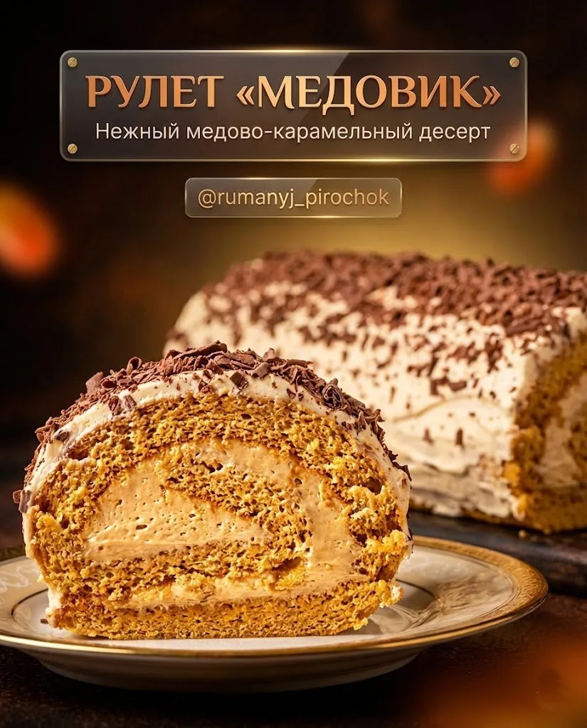 Рулет "Медовик" с масляным кремом