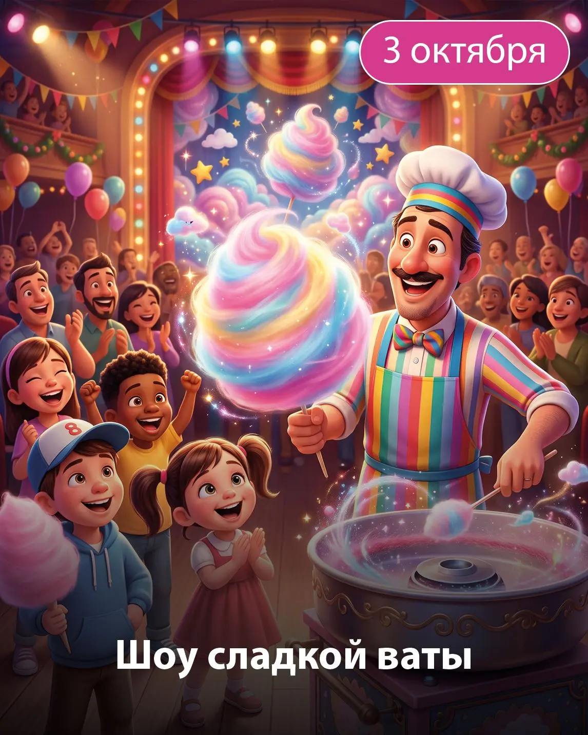 В эту субботу приглашаем на яркое Шоу сладкой ваты! 🍭✨