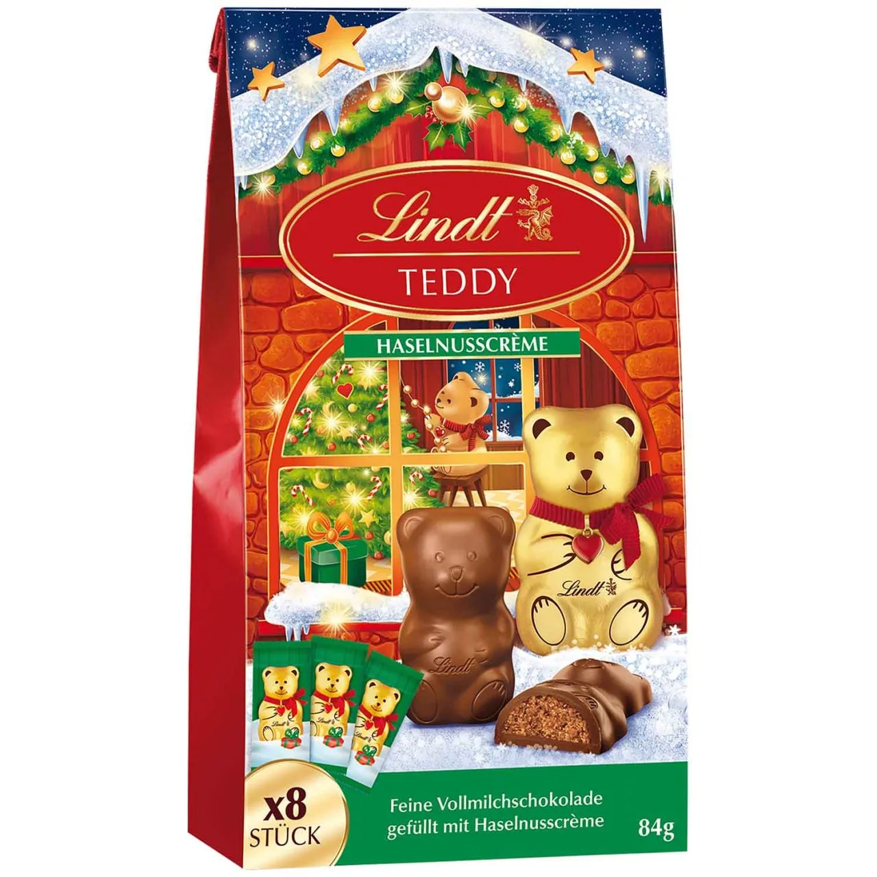 🐻 Шоколадные мишки Lindt с ореховым кремом, 84 г