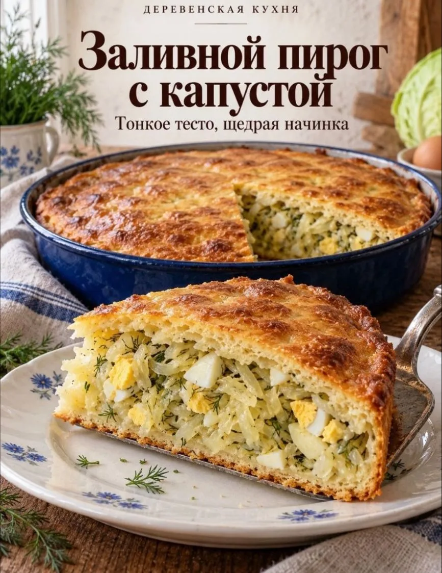 ЗАЛИВНОЙ ПИРОГ С КАПУСТОЙ 🥬