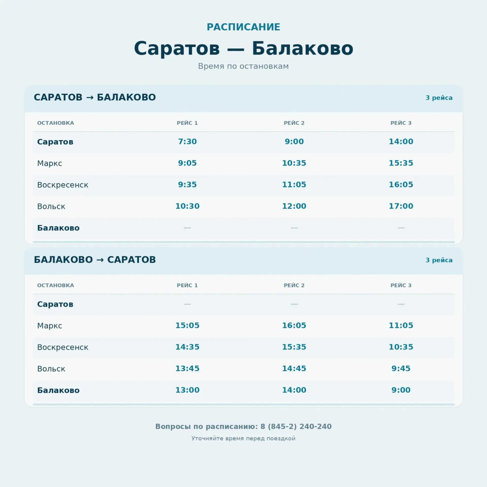 В Саратовской области изменили расписание «Валдаев» в связи с наступлением осени.