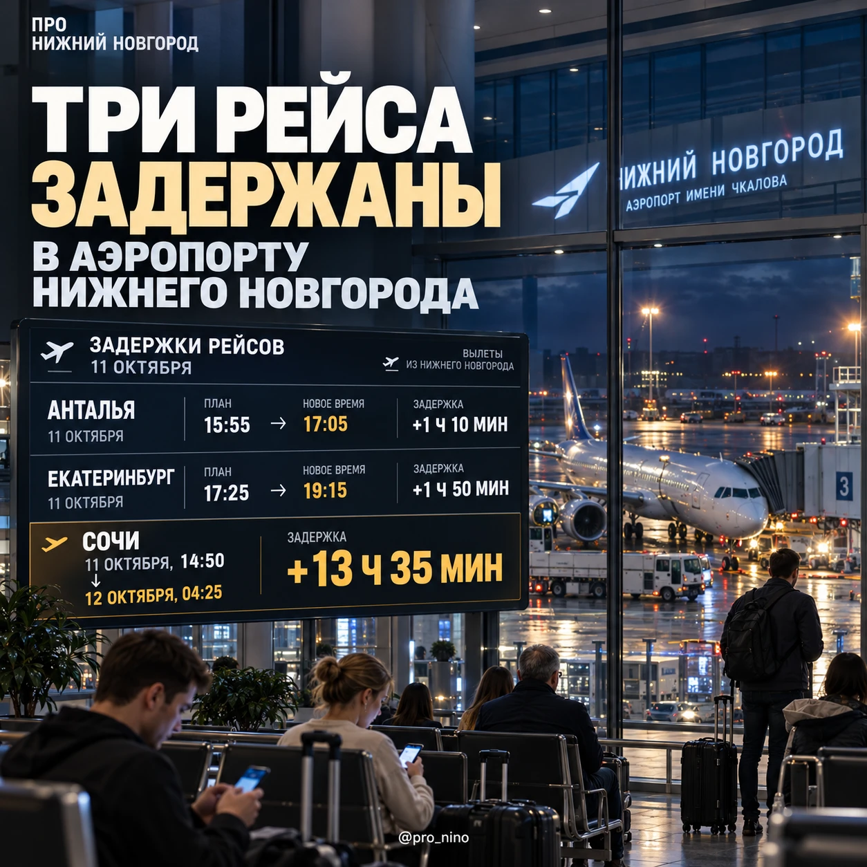 ✈️ Задержки рейсов в Нижнем Новгороде
