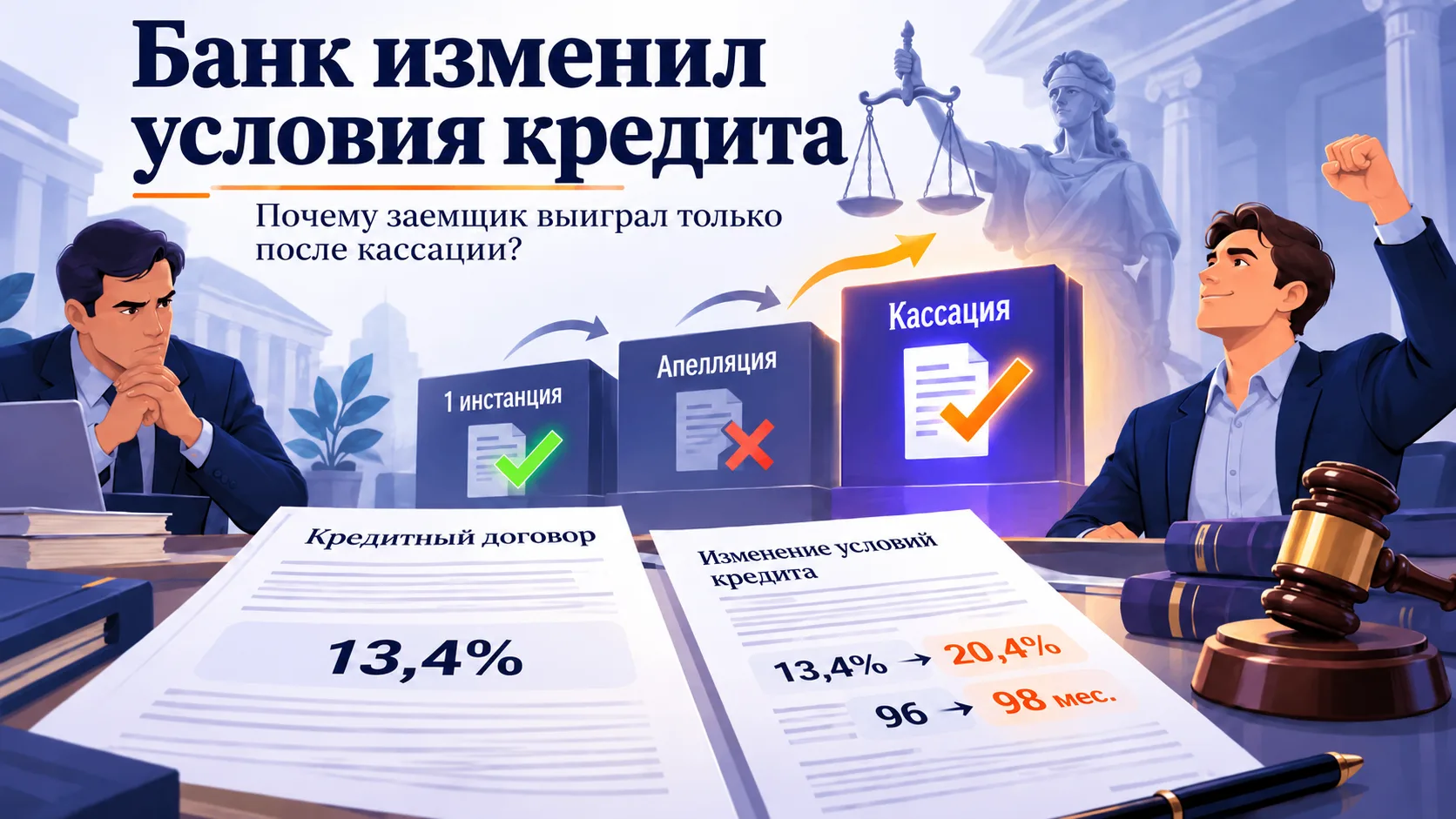 Банк изменил условия кредита: почему заёмщик выиграл суд только после кассации?