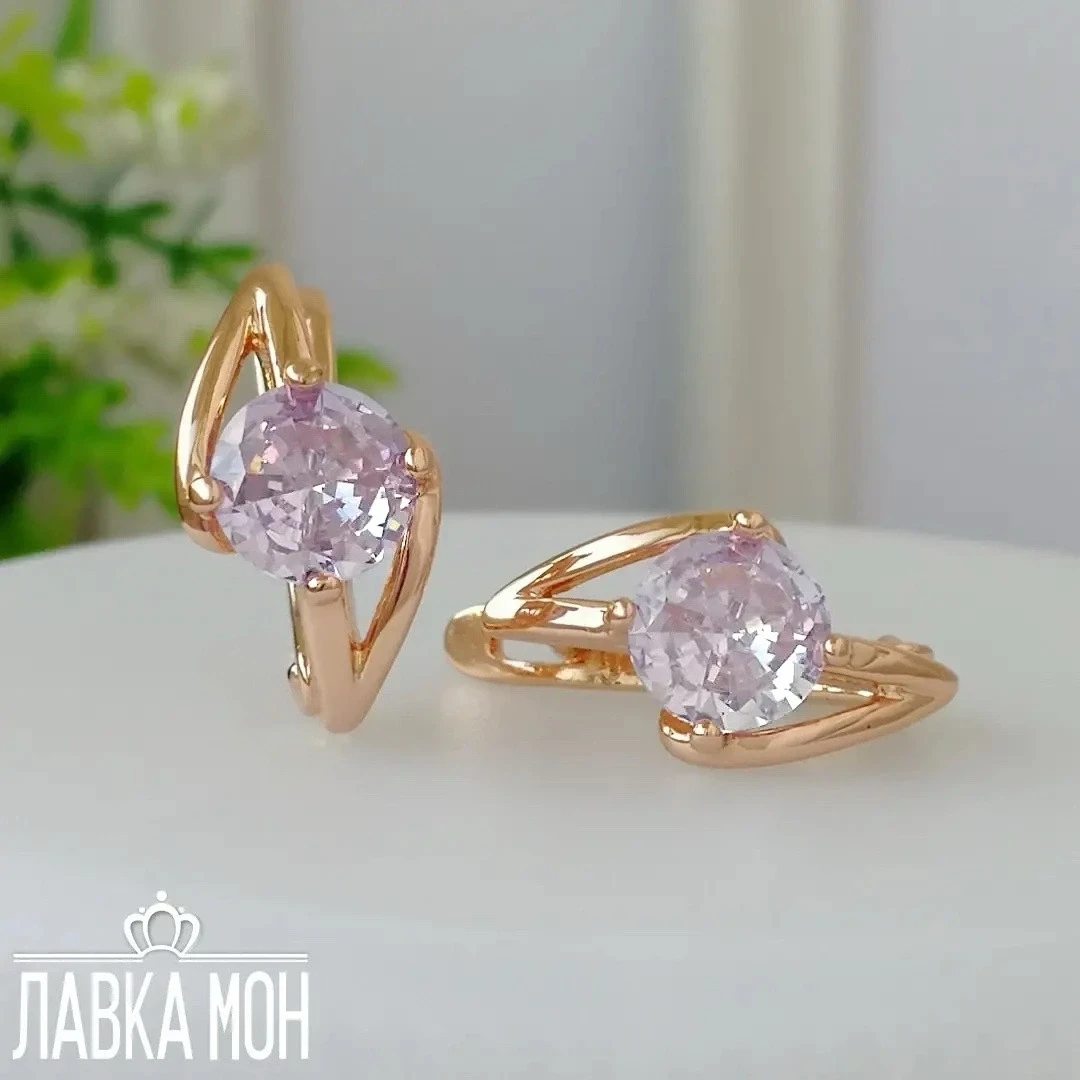 _👑 Серьги "Лиловый кристалл" на английском замке от фабрики Fj. Высота около 1,7см.