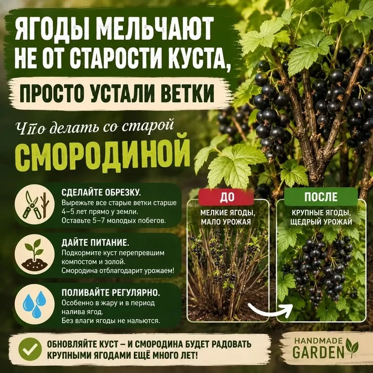 Ягоды мельчают не от старости куста,просто устали ветки