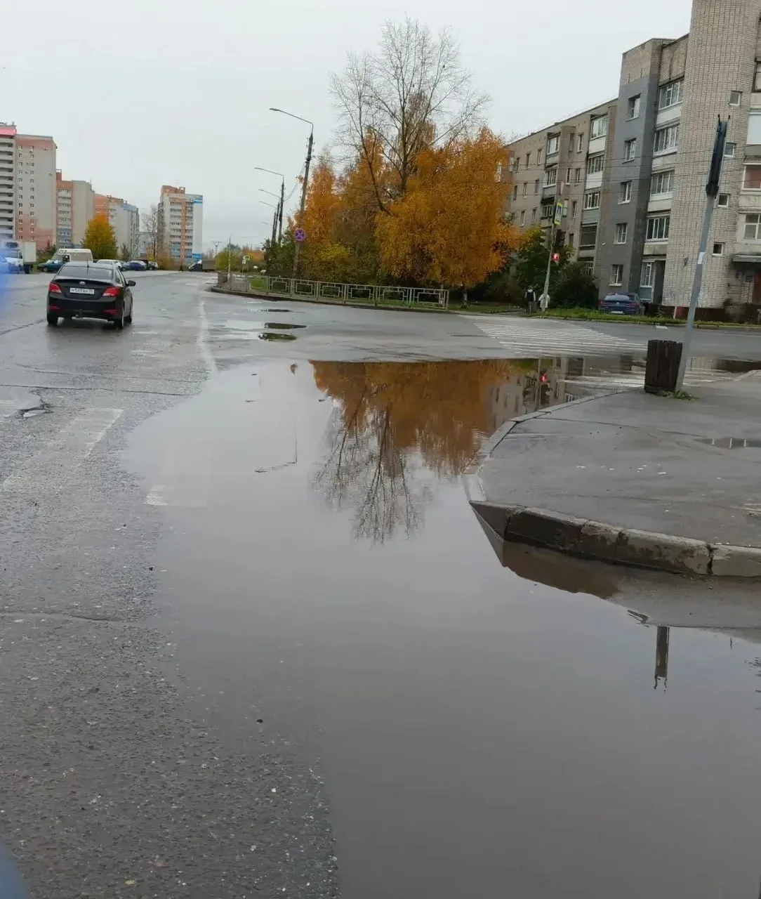 Вологжане жалуются на лужи на пешеходных переходах.