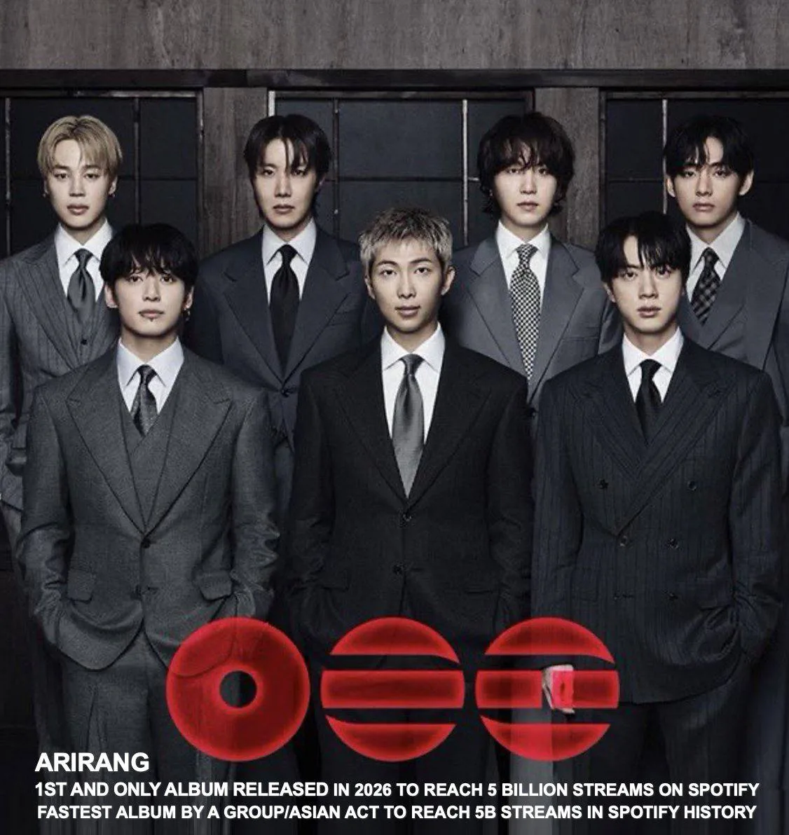 Альбом BTS «ARIRANG» набрал 5 миллиардов прослушиваний на Spotify.