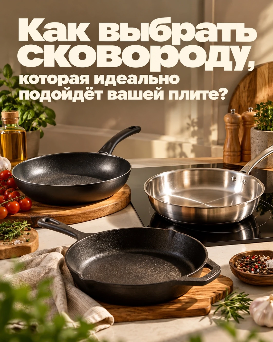 🍳 Как выбрать сковороду, которая идеально подойдёт вашей плите?