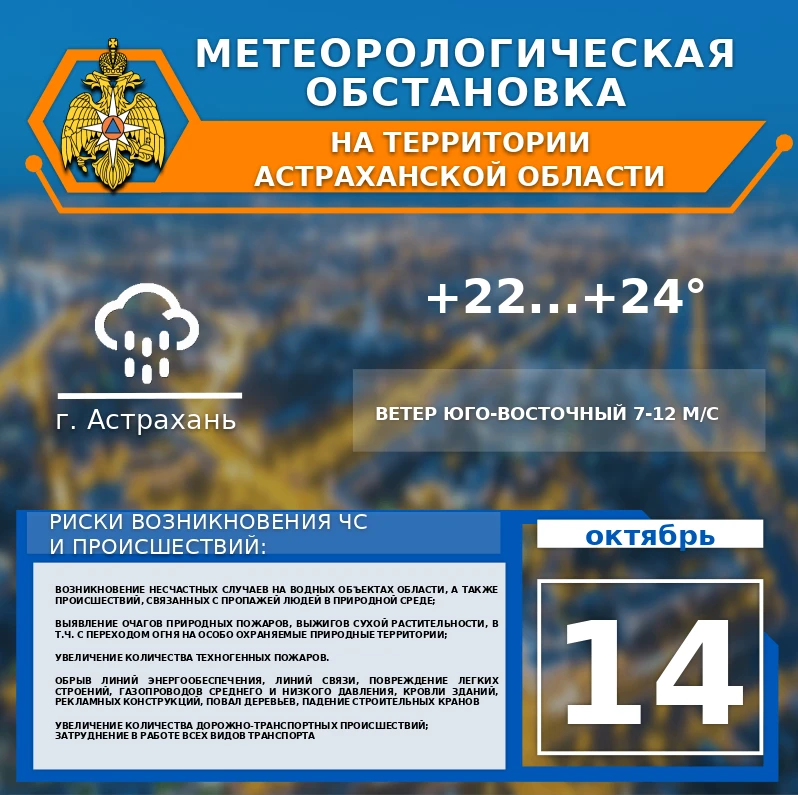 Метеорологическая обстановка на 14 октября🍁