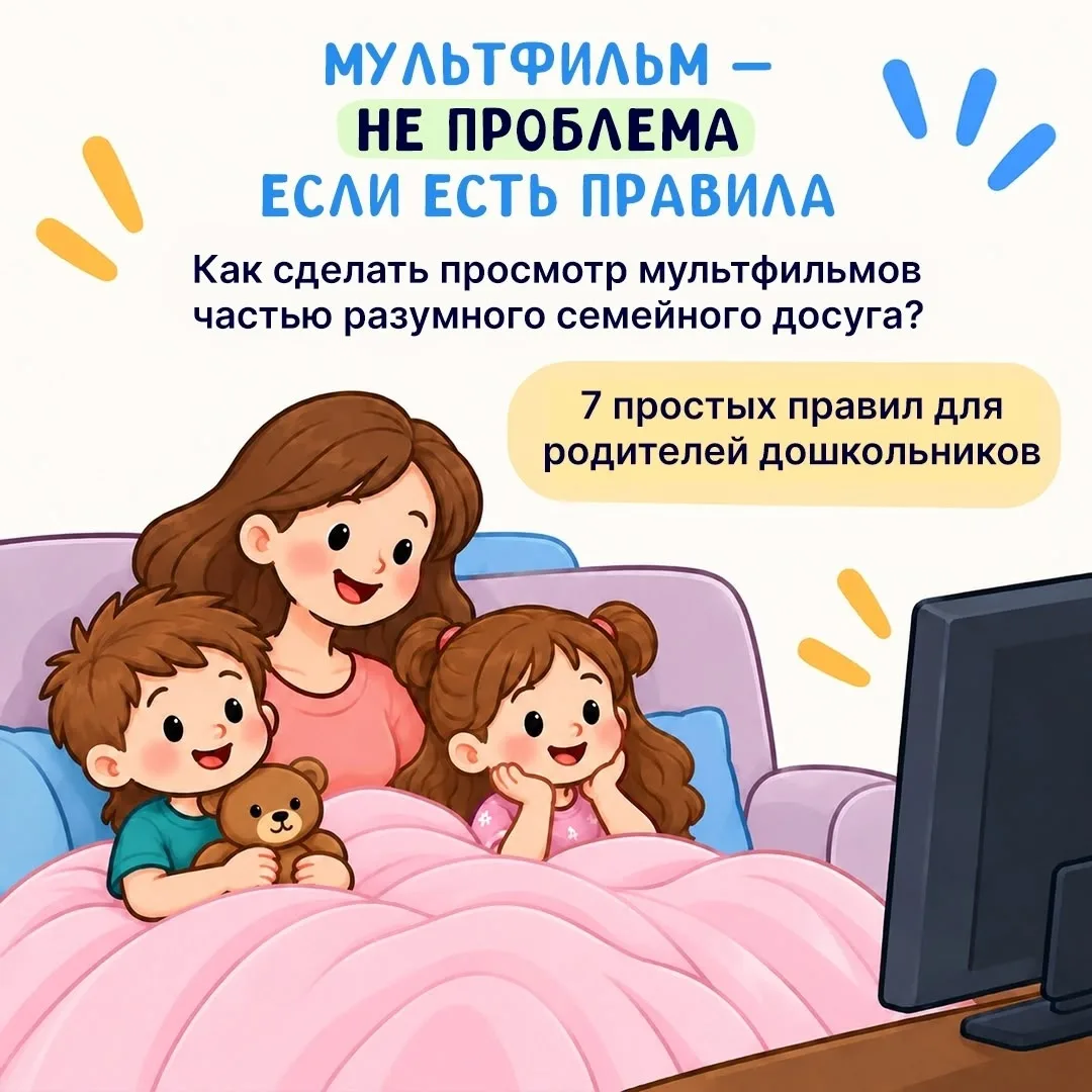 📌 Памятка «Мультфильмы - не проблема , если есть правила»🤝👍