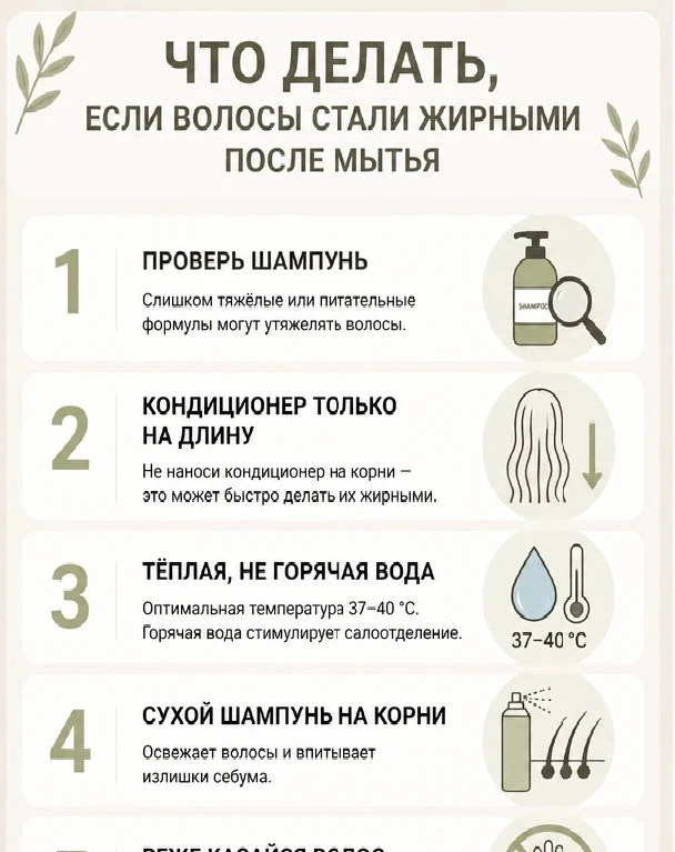 Что делать, если волосы стали жирными после мытья