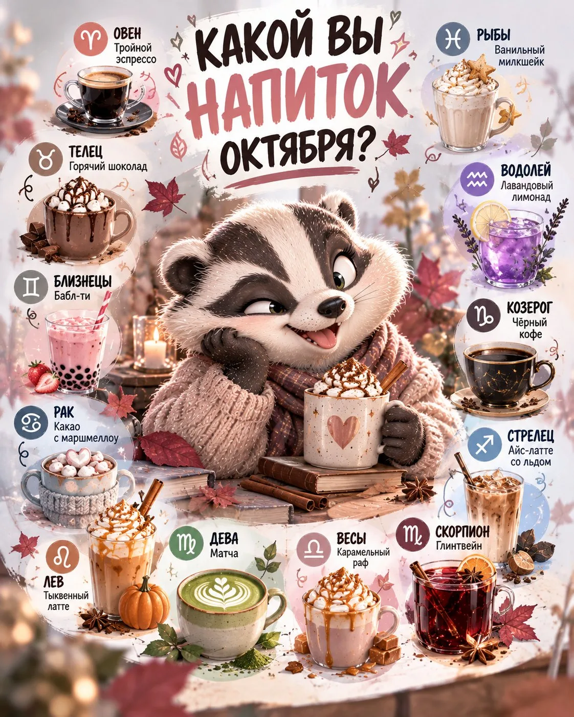🍹 КАКОЙ ВЫ НАПИТОК ОКТЯБРЯ ПО ЗНАКУ ЗОДИАКА? 😂