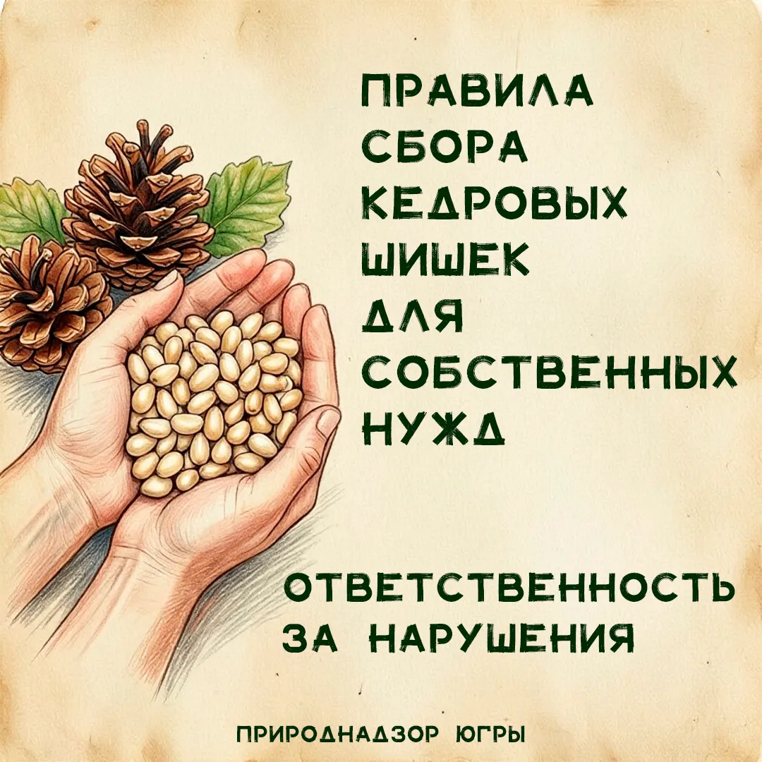 Природнадзор Югры напоминает о правилах сбора шишек для личных нужд и об ответственност...