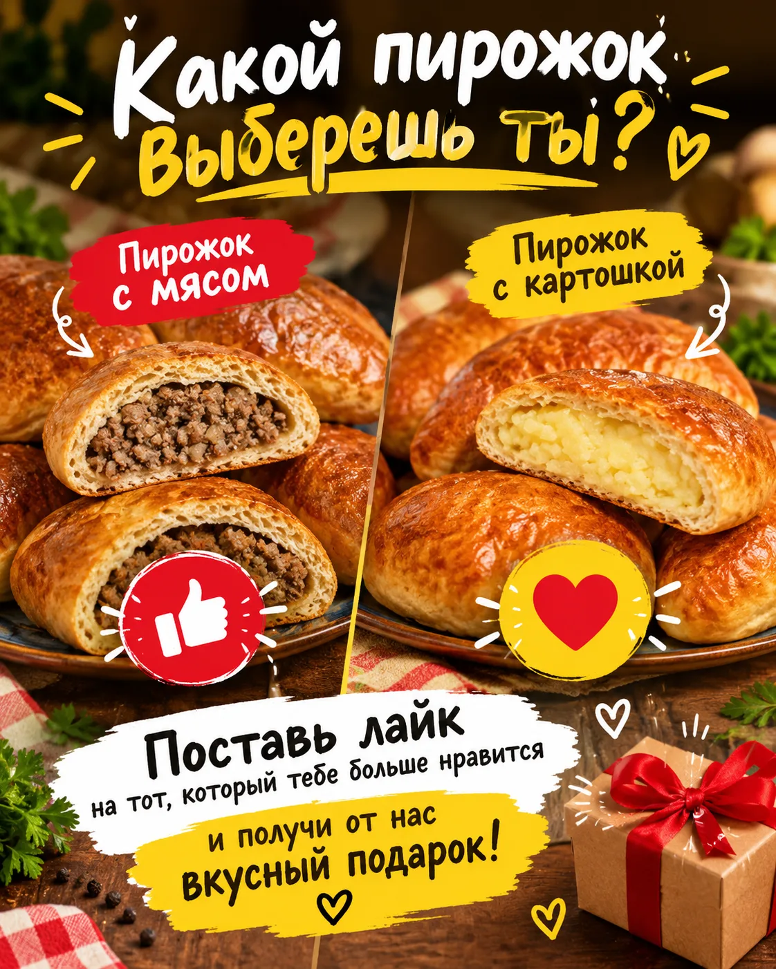 Друзья! Оставляйте коммментарии и лайки , какой пирожок выбрали бы вы , мы выберем самы...