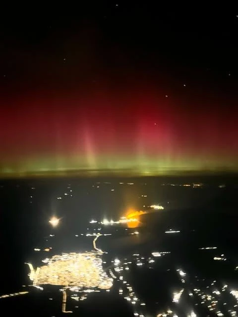 🌌Северное сияние над Павлодаром заснял казахстанский пилот во время рейса в Новосибирск