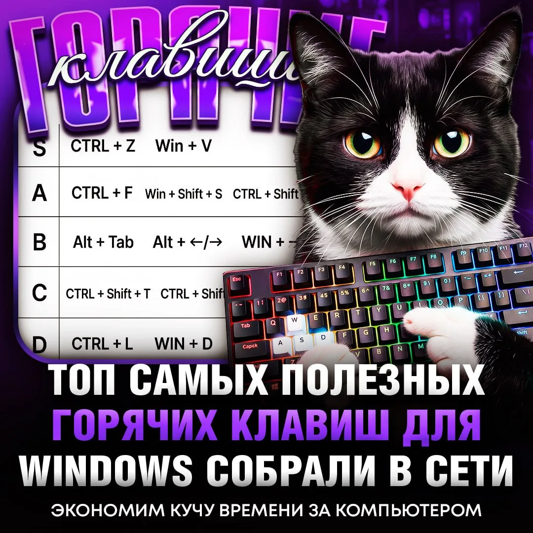 ⚡️ Топ САМЫХ ПОЛЕЗНЫХ горячих клавиш для Windows — подборку сочетаний клавиш, которые п...