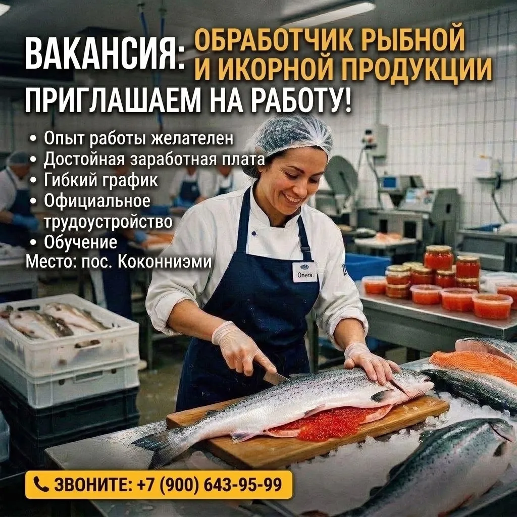 🐟 Требуется обработчик рыбной и икорной продукции.