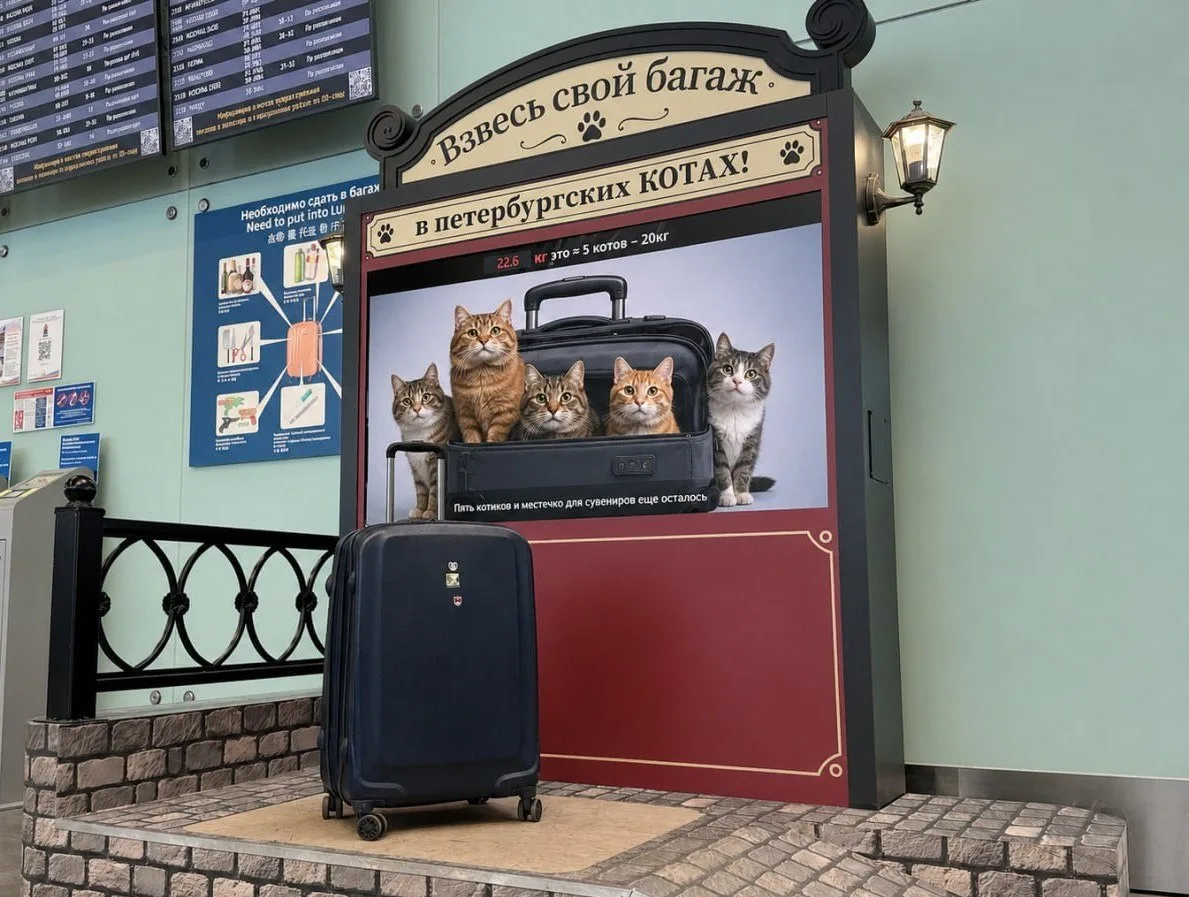 🐱В Пулково научились переводить вес чемодана в котов