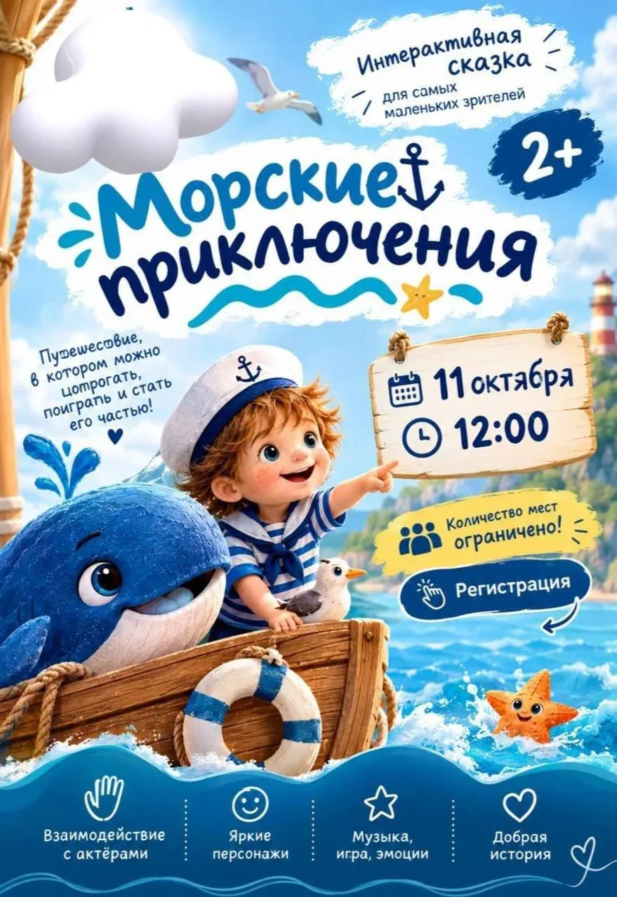 11 октября в 12:00 в Бабушкинском парке пройдёт интерактивный спектакль «Морские приклю...