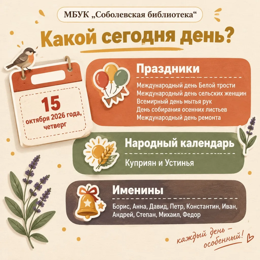 Какой сегодня день? 15 октября 2026 года, четверг