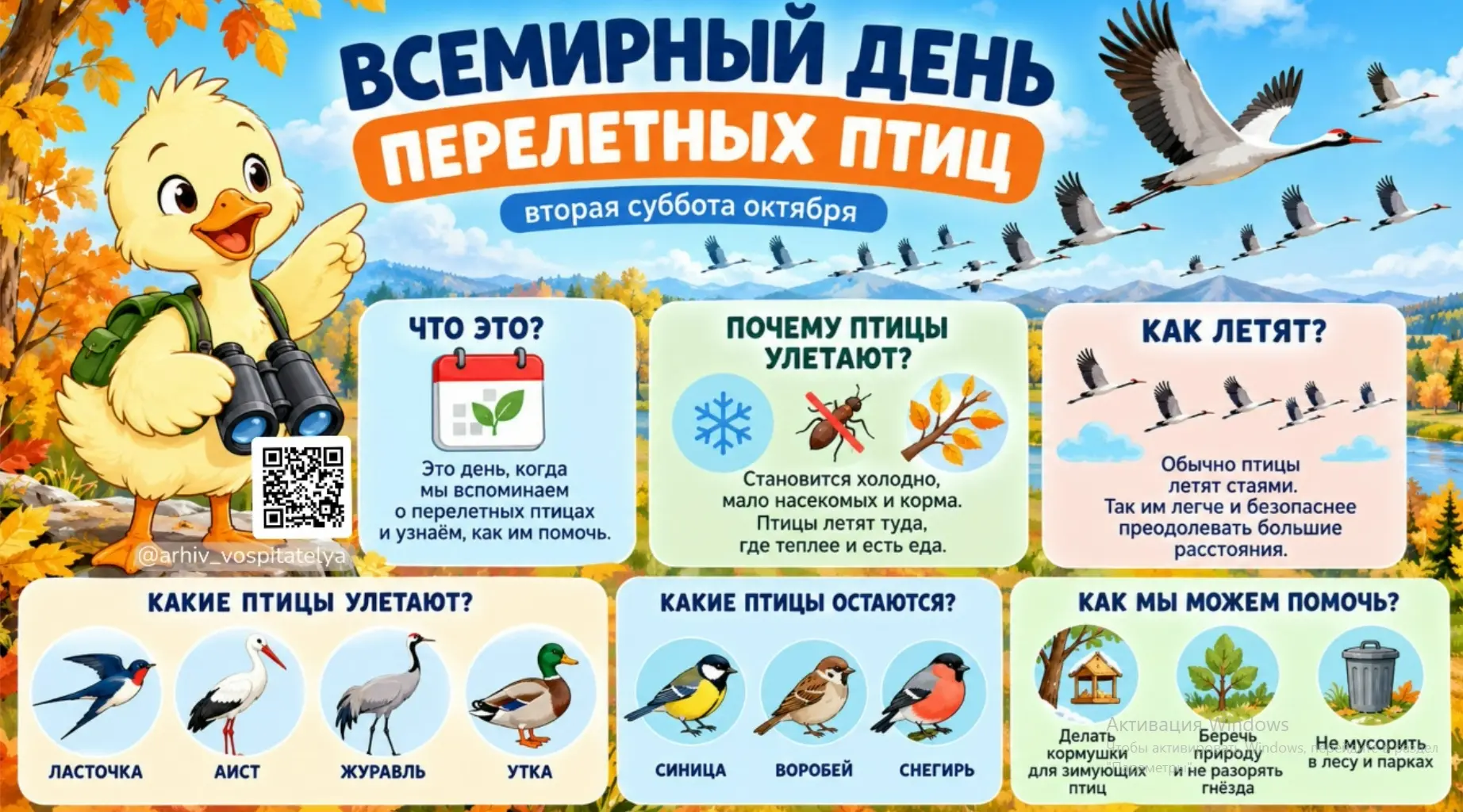 Сегодня, 10 октября, особенный день — Всемирный день перелетных птиц! 🌍🐦