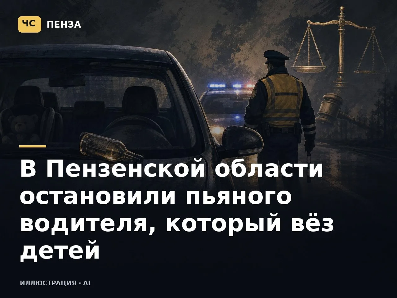 🚔 В Пензенской области остановили пьяного водителя, который вёз детей