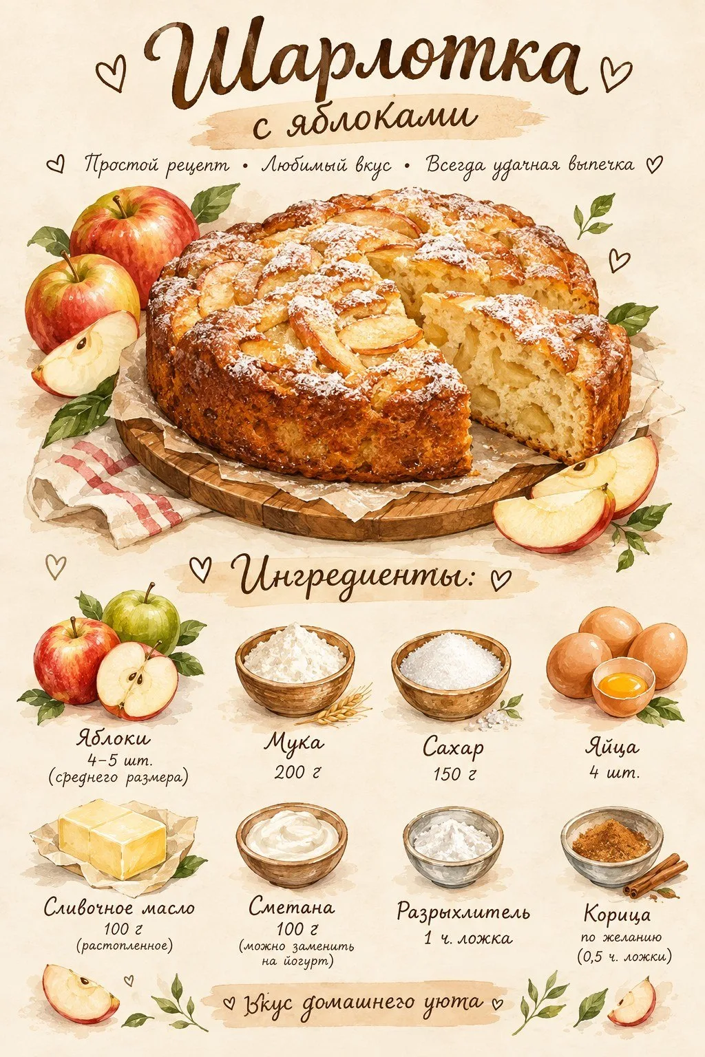 #готовимВМЕСТЕ Шарлотка с яблоками 🍏🍎