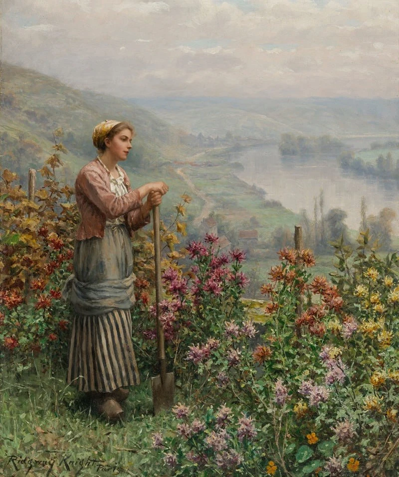 «Осенние мысли», американский художник Дэниел Риджуэй Найт (1906 год).