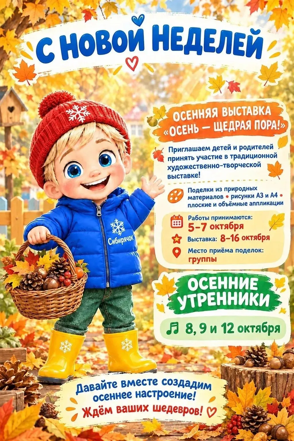 🍁 В детском саду «Сибирячок» начинается новая осенняя неделя! 🍁Впереди — замечательны...