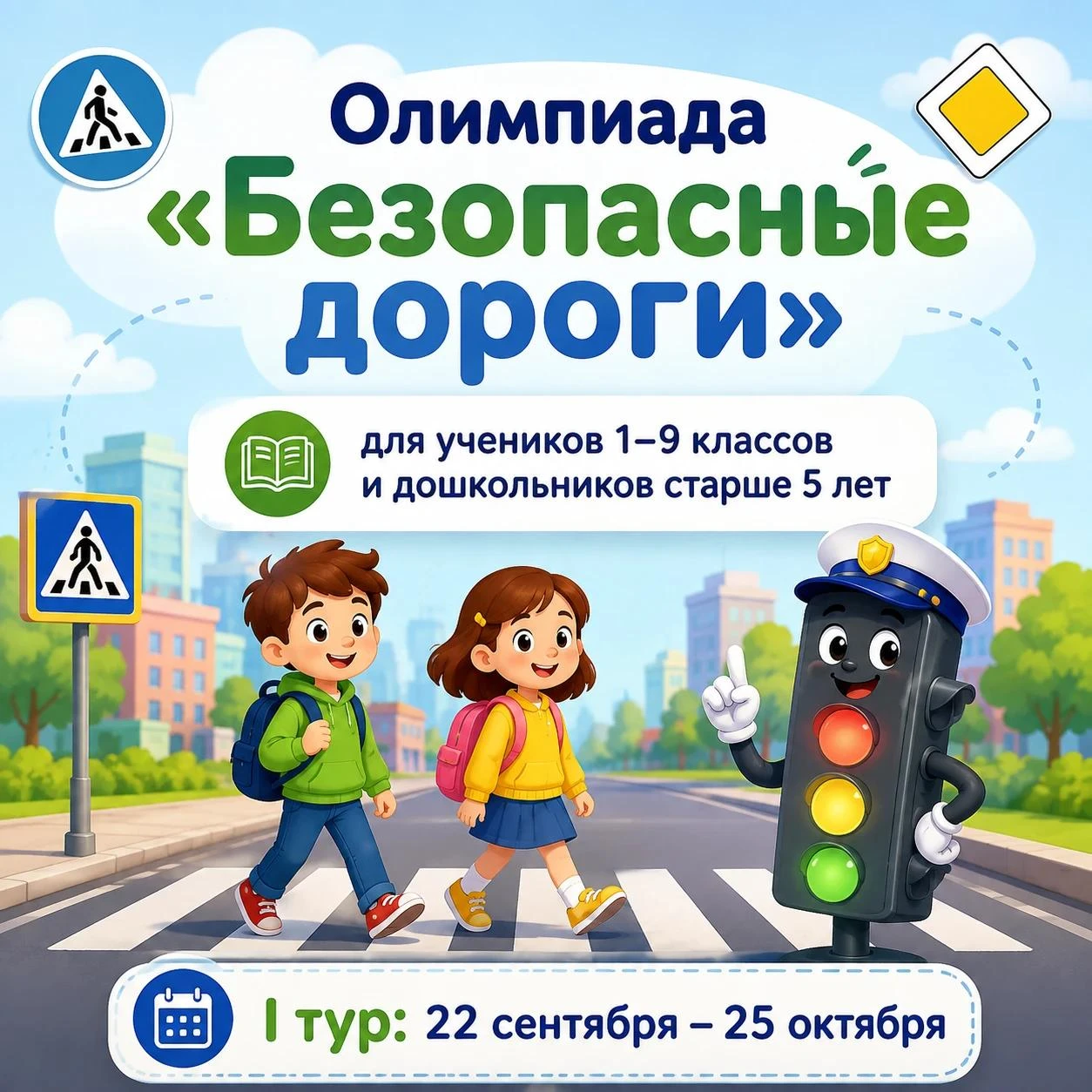 🚦Всероссийская онлайн-олимпиада «Безопасные дороги»: проверь свои знания вместе с детьми