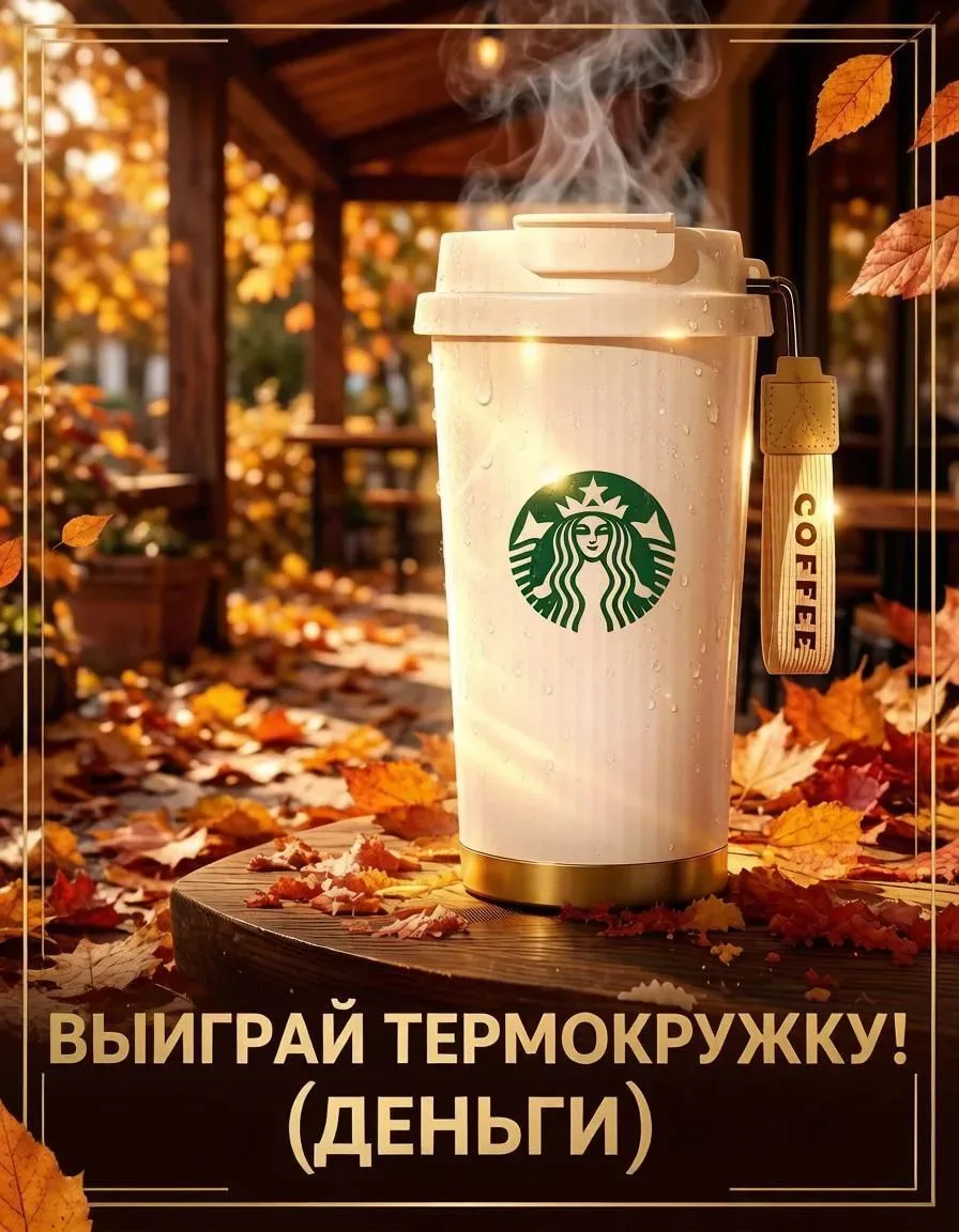 Выиграй стильную термокружку Starbucks или денежный эквивалент. Пей любимый кофе с комф...