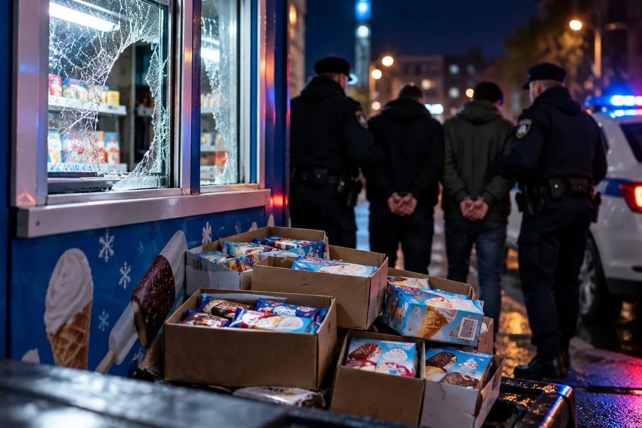 🍦 В Тюмени двое мужчин не нашли денег в кассе и решили украсть 10 коробок мороженого!