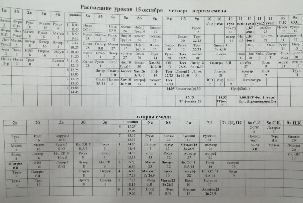 🗒️Расписание уроков