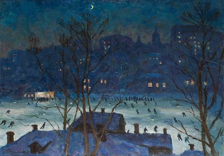 ❄️ Ночная симфония льда: «Каток „Динамо“» Петра Кончаловского