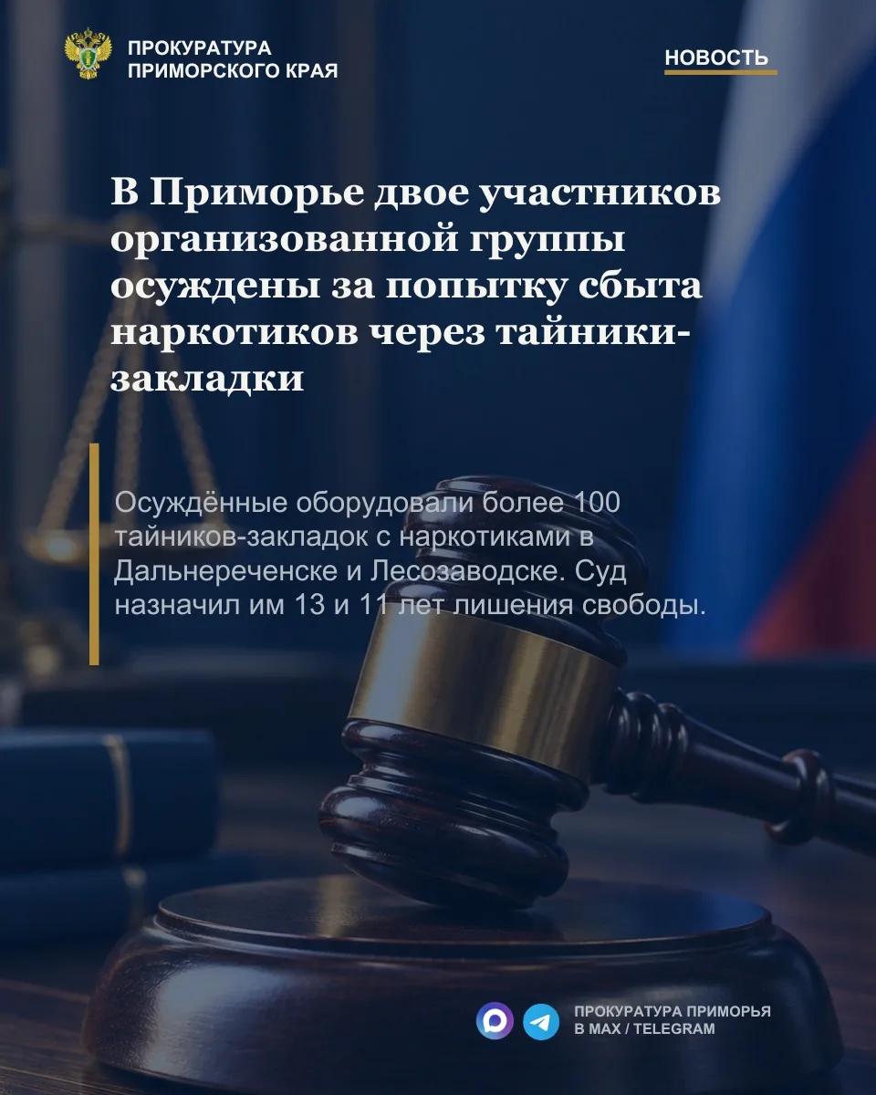 В Приморье двое участников организованной группы осуждены за попытку сбыта наркотиков ч...