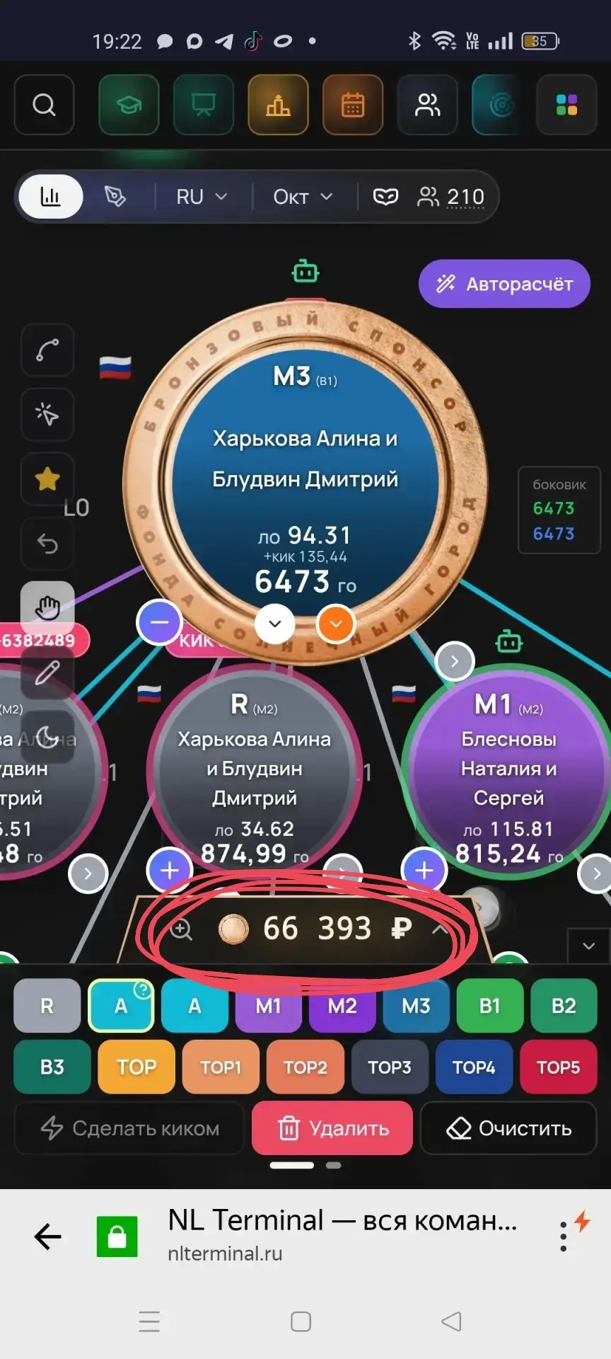 На данную минуту мой чек состялвляет 66000₽